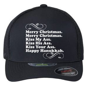 Merry Christmas Happy Hanukkah Funny Holiday Flexfit Unipanel Trucker Cap