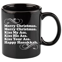 Merry Christmas Happy Hanukkah Funny Holiday 11oz C Handle Ceramic Mug