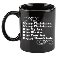 Merry Christmas Happy Hanukkah Funny Holiday 11oz C Handle Ceramic Mug