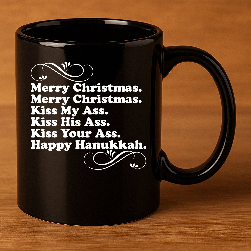 Merry Christmas Happy Hanukkah Funny Holiday 11oz C Handle Ceramic Mug