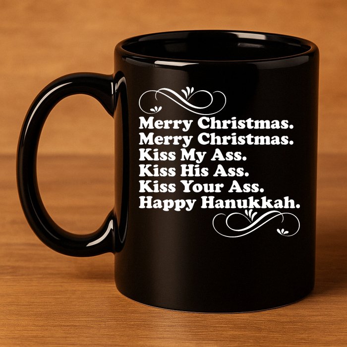 Merry Christmas Happy Hanukkah Funny Holiday 11oz C Handle Ceramic Mug