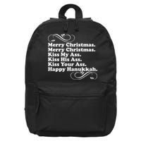 Merry Christmas Happy Hanukkah Funny Holiday 16 in Basic Backpack
