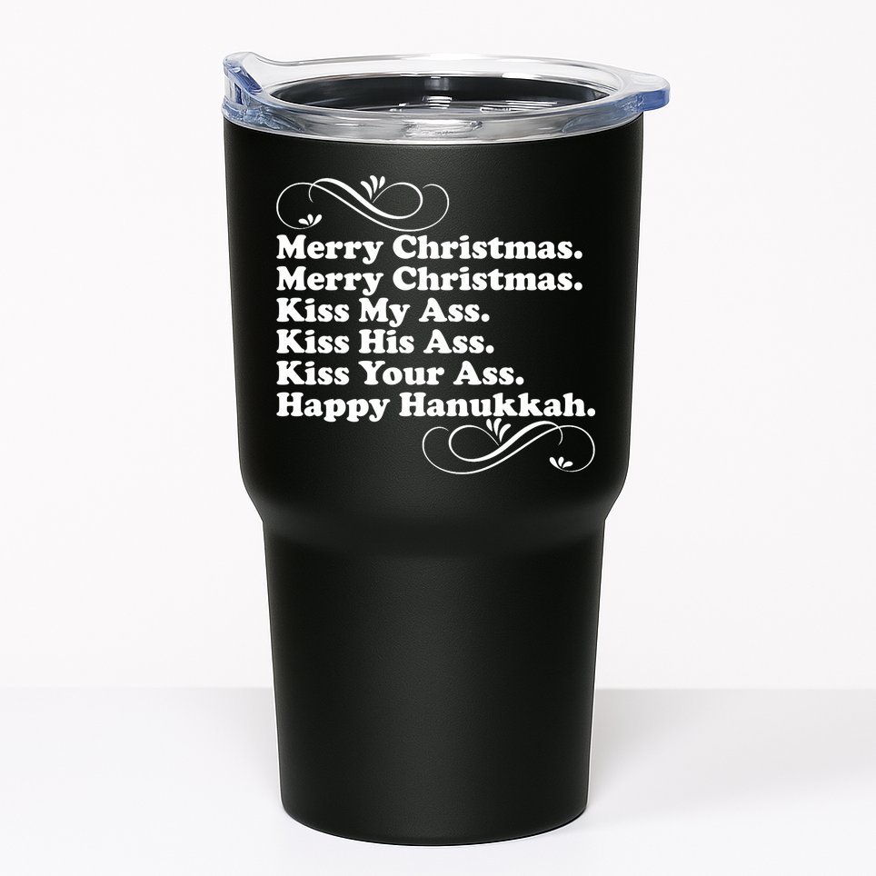 Merry Christmas Happy Hanukkah Funny Holiday Tumbler