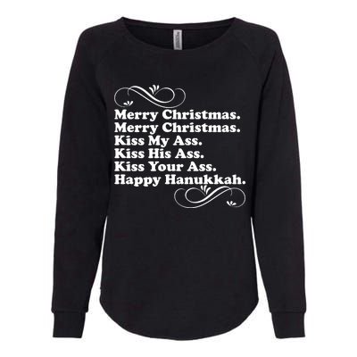 Merry Christmas Happy Hanukkah Funny Holiday Womens California Wash Sweatshirt