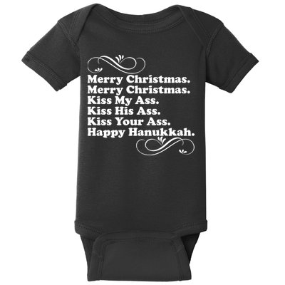 Merry Christmas Happy Hanukkah Funny Holiday Baby Bodysuit