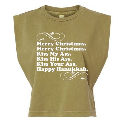 Merry Christmas Happy Hanukkah Funny Holiday Garment-Dyed Women's Muscle Tee