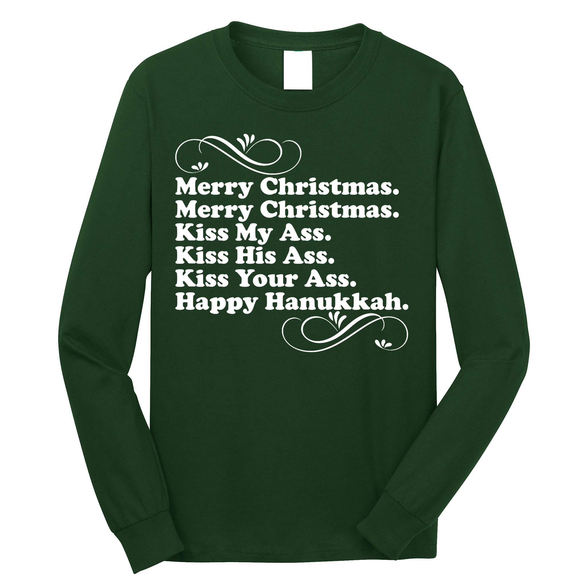 Merry Christmas Happy Hanukkah Funny Holiday Long Sleeve Shirt