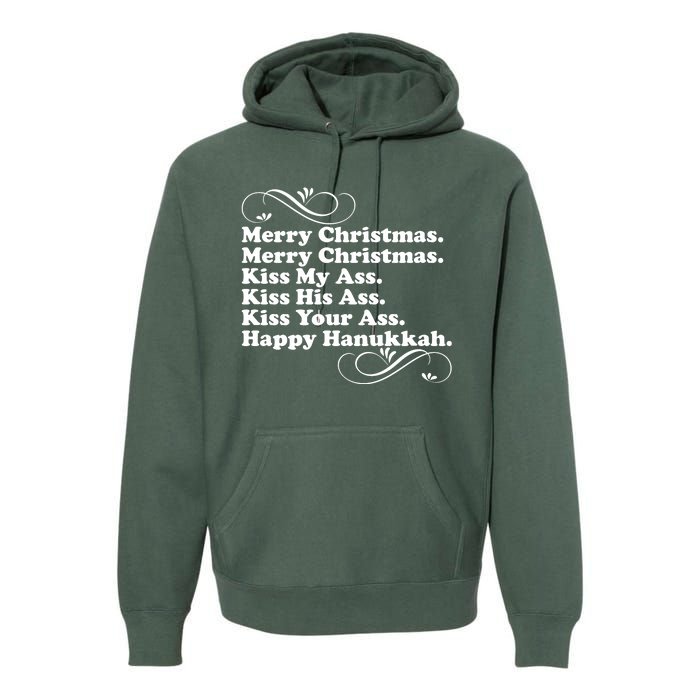 Merry Christmas Happy Hanukkah Funny Holiday Premium Hoodie