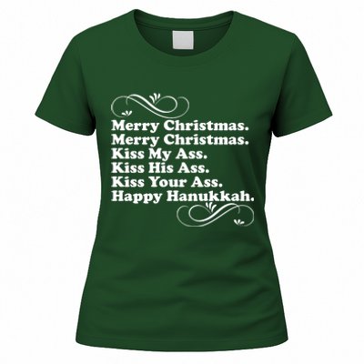 Merry Christmas Happy Hanukkah Funny Holiday Women's T-Shirt