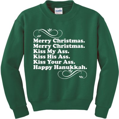 Merry Christmas Happy Hanukkah Funny Holiday Kids Sweatshirt