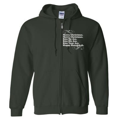 Merry Christmas Happy Hanukkah Funny Holiday Full Zip Hoodie