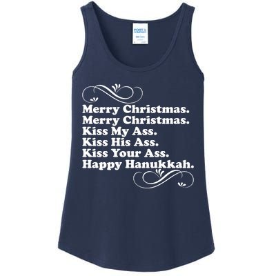 Merry Christmas Happy Hanukkah Funny Holiday Ladies Essential Tank