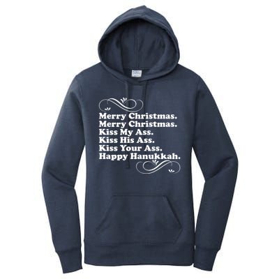 Merry Christmas Happy Hanukkah Funny Holiday Women's Pullover Hoodie