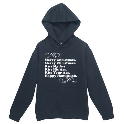 Merry Christmas Happy Hanukkah Funny Holiday Urban Pullover Hoodie