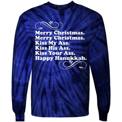 Merry Christmas Happy Hanukkah Funny Holiday Tie-Dye Long Sleeve Shirt