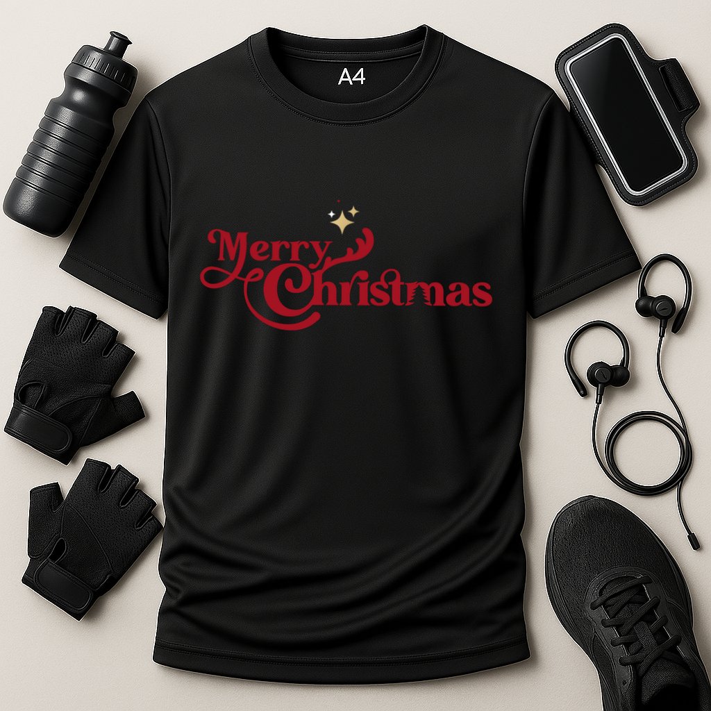 Merry Christmas Holiday Festive Gift Cooling Performance Crew T-Shirt