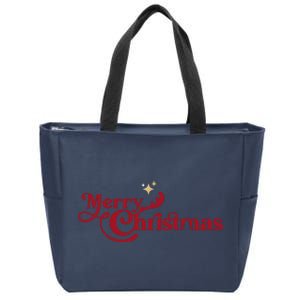 Merry Christmas Holiday Festive Gift Zip Tote Bag