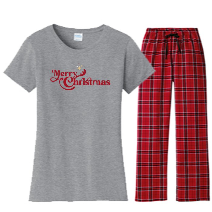 Merry Christmas Holiday Festive Gift Women's Flannel Pajama Set