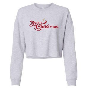 Merry Christmas Holiday Festive Gift Cropped Pullover Crew