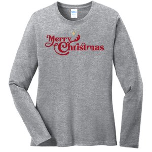 Merry Christmas Holiday Festive Gift Ladies Long Sleeve Shirt