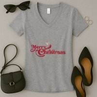 Merry Christmas Holiday Festive Gift Women's V-Neck T-Shirt