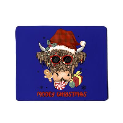 Mooey Christmas Hairy Highland Cow Xmas Light Santa Hat Gift Mousepad