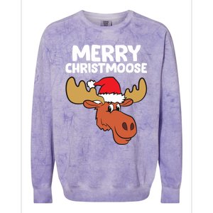 Moose Christmas Hat Moose Merry Christmoose Merry Christmas Gift Colorblast Crewneck Sweatshirt