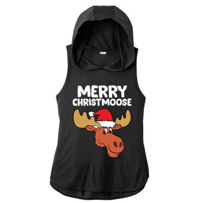 Moose Christmas Hat Moose Merry Christmoose Merry Christmas Gift Ladies PosiCharge Tri-Blend Wicking Draft Hoodie Tank