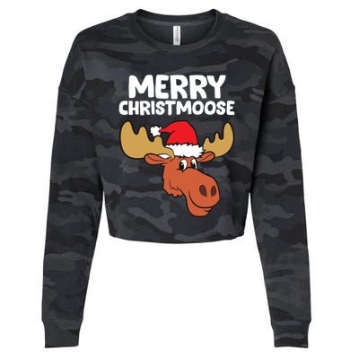 Moose Christmas Hat Moose Merry Christmoose Merry Christmas Gift Cropped Pullover Crew