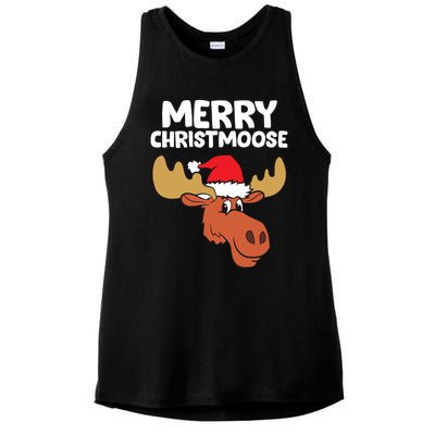 Moose Christmas Hat Moose Merry Christmoose Merry Christmas Gift Ladies PosiCharge Tri-Blend Wicking Tank