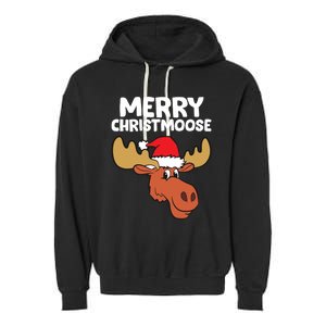 Moose Christmas Hat Moose Merry Christmoose Merry Christmas Gift Garment-Dyed Fleece Hoodie