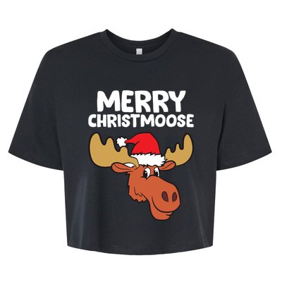 Moose Christmas Hat Moose Merry Christmoose Merry Christmas Gift Bella+Canvas Jersey Crop Tee