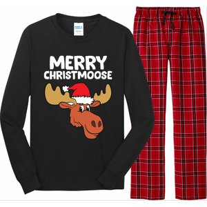 Moose Christmas Hat Moose Merry Christmoose Merry Christmas Gift Long Sleeve Pajama Set