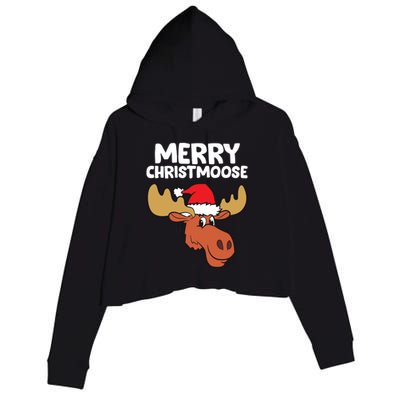 Moose Christmas Hat Moose Merry Christmoose Merry Christmas Gift Crop Fleece Hoodie