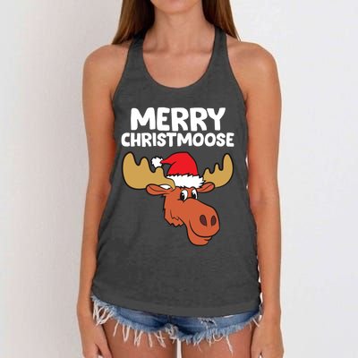 Moose Christmas Hat Moose Merry Christmoose Merry Christmas Gift Women's Knotted Racerback Tank