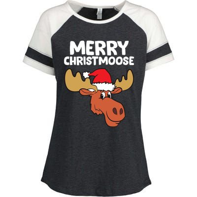 Moose Christmas Hat Moose Merry Christmoose Merry Christmas Gift Enza Ladies Jersey Colorblock Tee