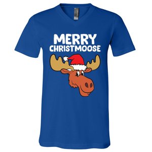 Moose Christmas Hat Moose Merry Christmoose Merry Christmas Gift V-Neck T-Shirt