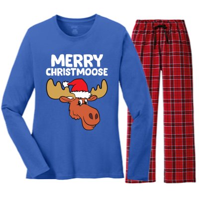 Moose Christmas Hat Moose Merry Christmoose Merry Christmas Gift Women's Long Sleeve Flannel Pajama Set 