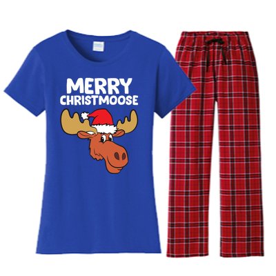 Moose Christmas Hat Moose Merry Christmoose Merry Christmas Gift Women's Flannel Pajama Set