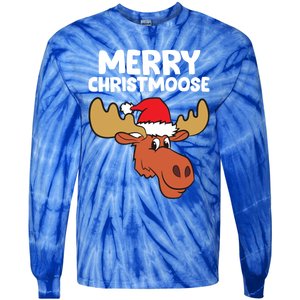 Moose Christmas Hat Moose Merry Christmoose Merry Christmas Gift Tie-Dye Long Sleeve Shirt