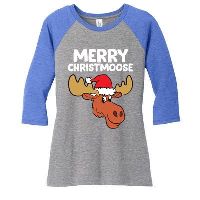 Moose Christmas Hat Moose Merry Christmoose Merry Christmas Gift Women's Tri-Blend 3/4-Sleeve Raglan Shirt