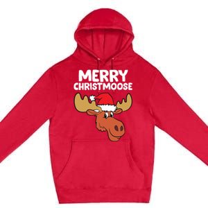 Moose Christmas Hat Moose Merry Christmoose Merry Christmas Gift Premium Pullover Hoodie