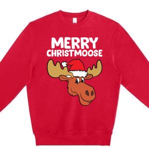 Moose Christmas Hat Moose Merry Christmoose Merry Christmas Gift Premium Crewneck Sweatshirt