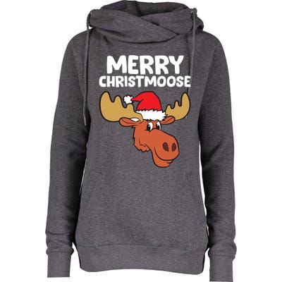 Moose Christmas Hat Moose Merry Christmoose Merry Christmas Gift Womens Funnel Neck Pullover Hood