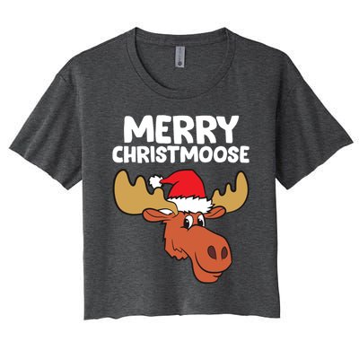 Moose Christmas Hat Moose Merry Christmoose Merry Christmas Gift Women's Crop Top Tee