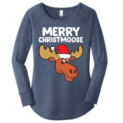 Moose Christmas Hat Moose Merry Christmoose Merry Christmas Gift Women's Perfect Tri Tunic Long Sleeve Shirt