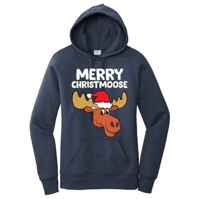 Moose Christmas Hat Moose Merry Christmoose Merry Christmas Gift Women's Pullover Hoodie