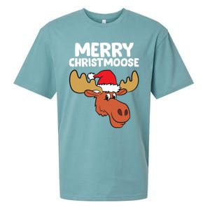 Moose Christmas Hat Moose Merry Christmoose Merry Christmas Gift Sueded Cloud Jersey T-Shirt