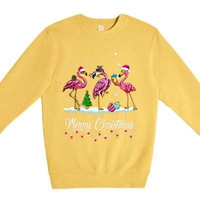 Merry Christmas Hat Santa Flamingo Snow Xmas Pajamas  Premium Crewneck Sweatshirt