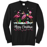 Merry Christmas Hat Santa Flamingo Snow Xmas Pajamas  Sweatshirt